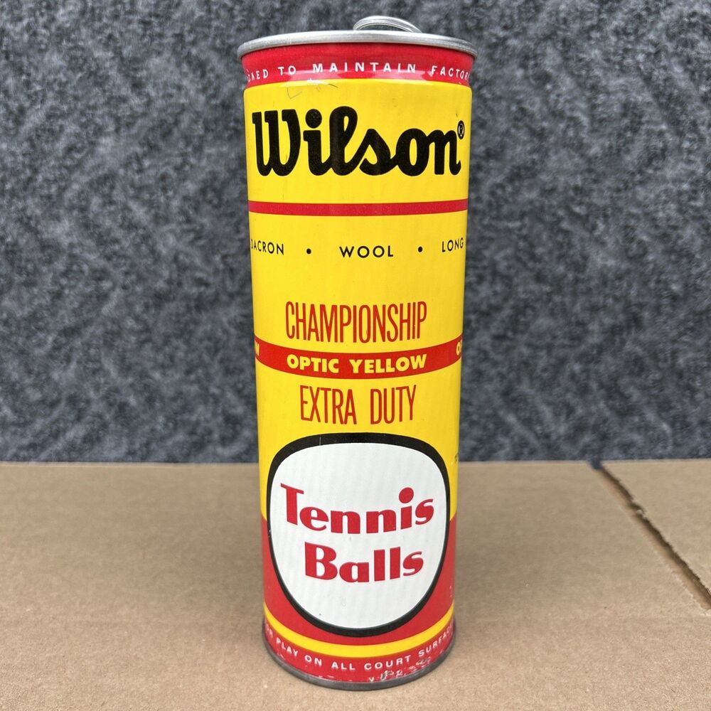 Wilson Un-opened Tennis Balls Metal Canister Optic Yellow Extra Duty Vintage